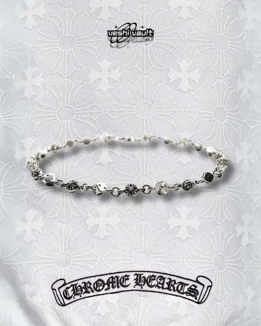 Chrome Hearts Silver Cross Dice Necklace