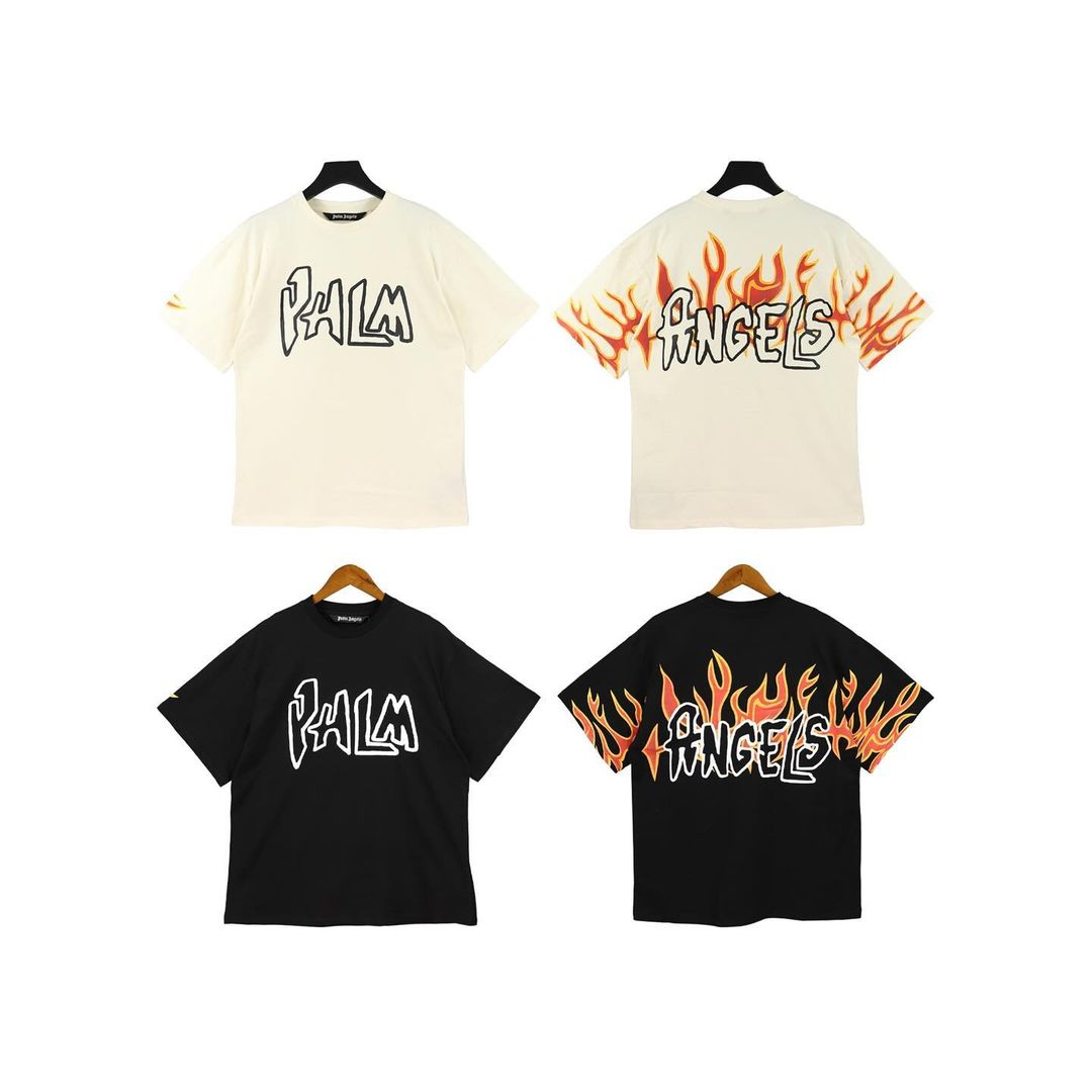 Palm Angels Graffiti Flame Print Tee