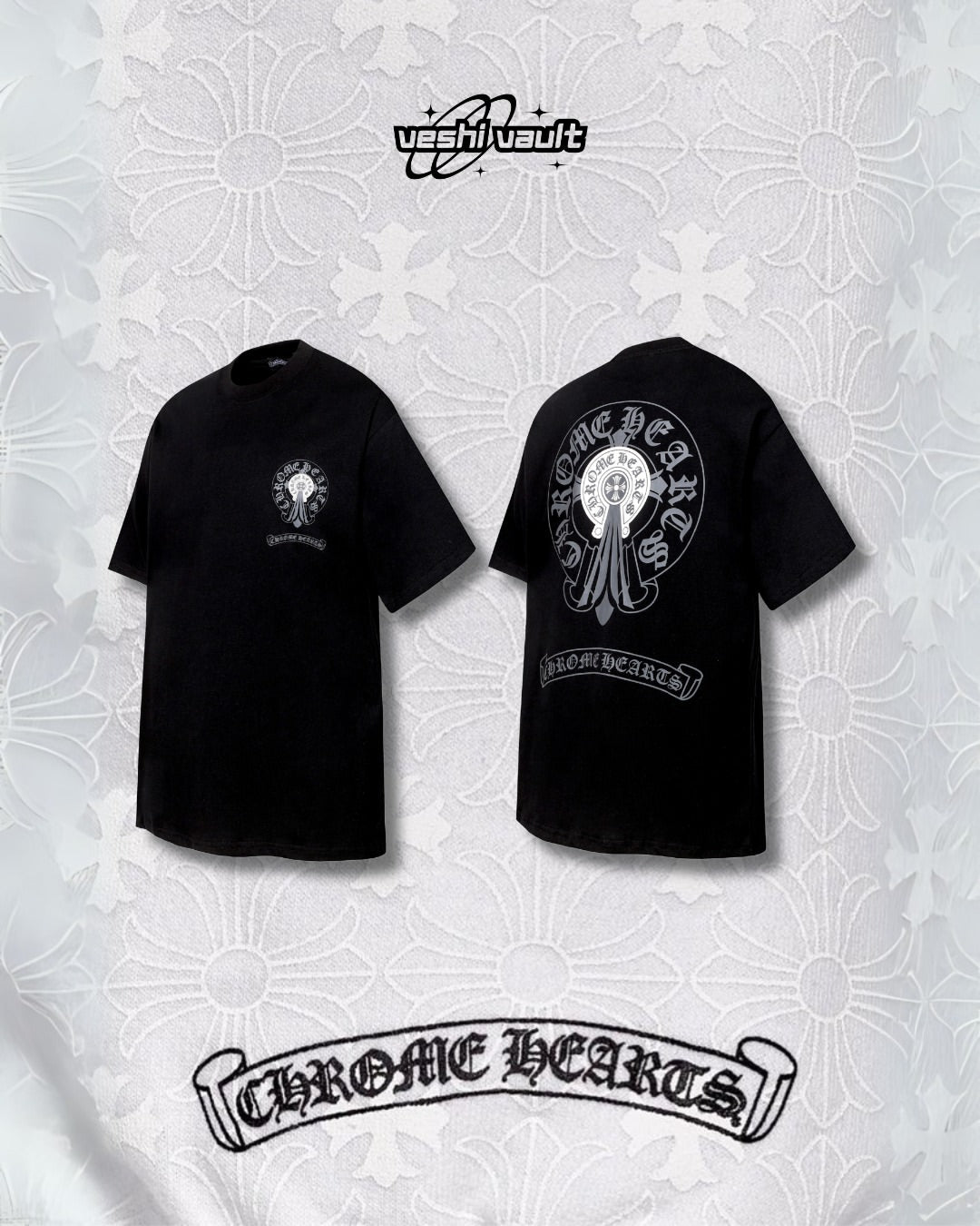 Chrome Hearts Logo Embroidered Black T-Shirt