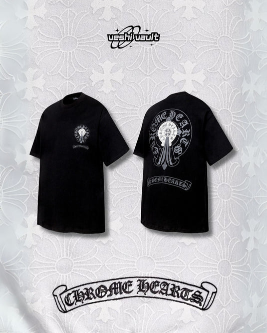 Chrome Hearts Logo Embroidered Black T-Shirt