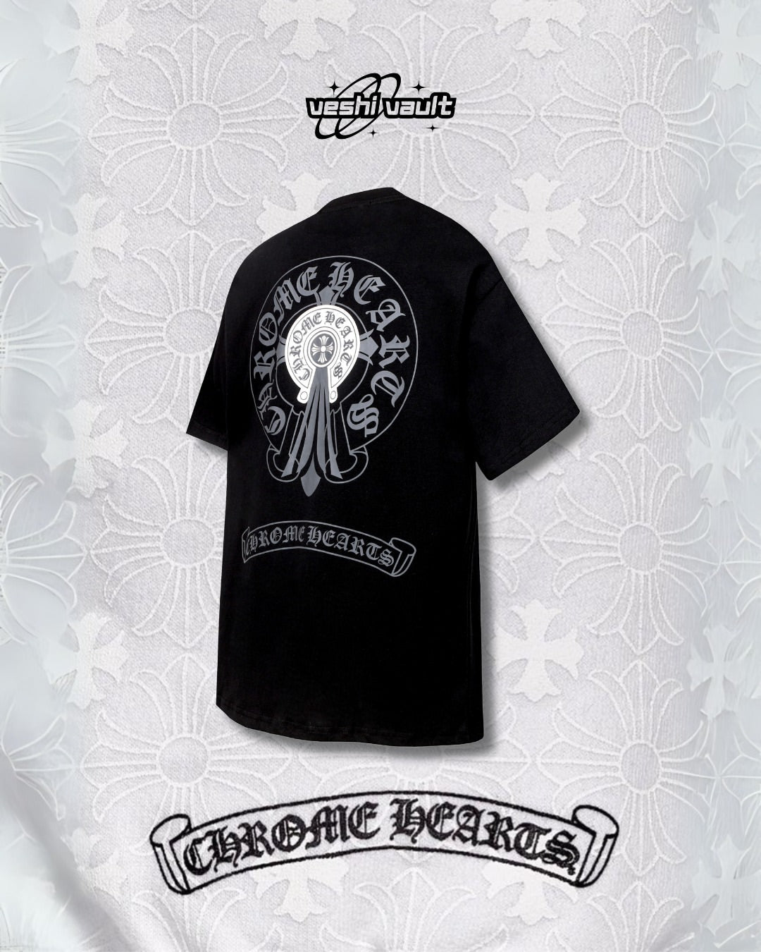Chrome Hearts Logo Embroidered Black T-Shirt