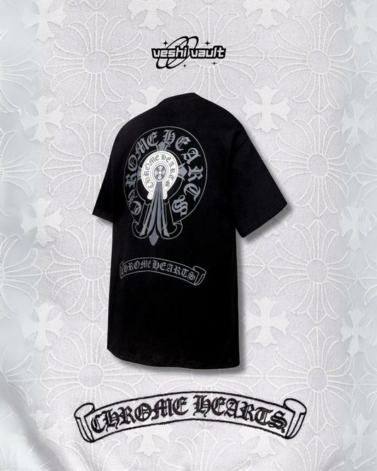 Chrome Hearts Logo Embroidered Black T-Shirt