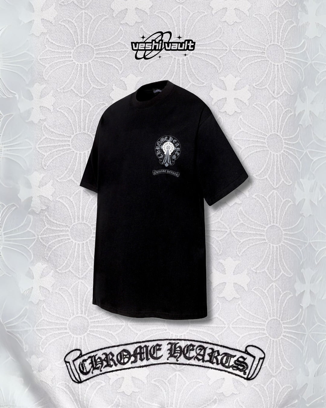 Chrome Hearts Logo Embroidered Black T-Shirt