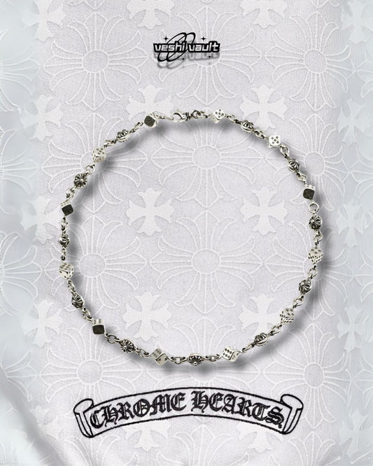 Chrome Hearts Silver Cross Dice Necklace