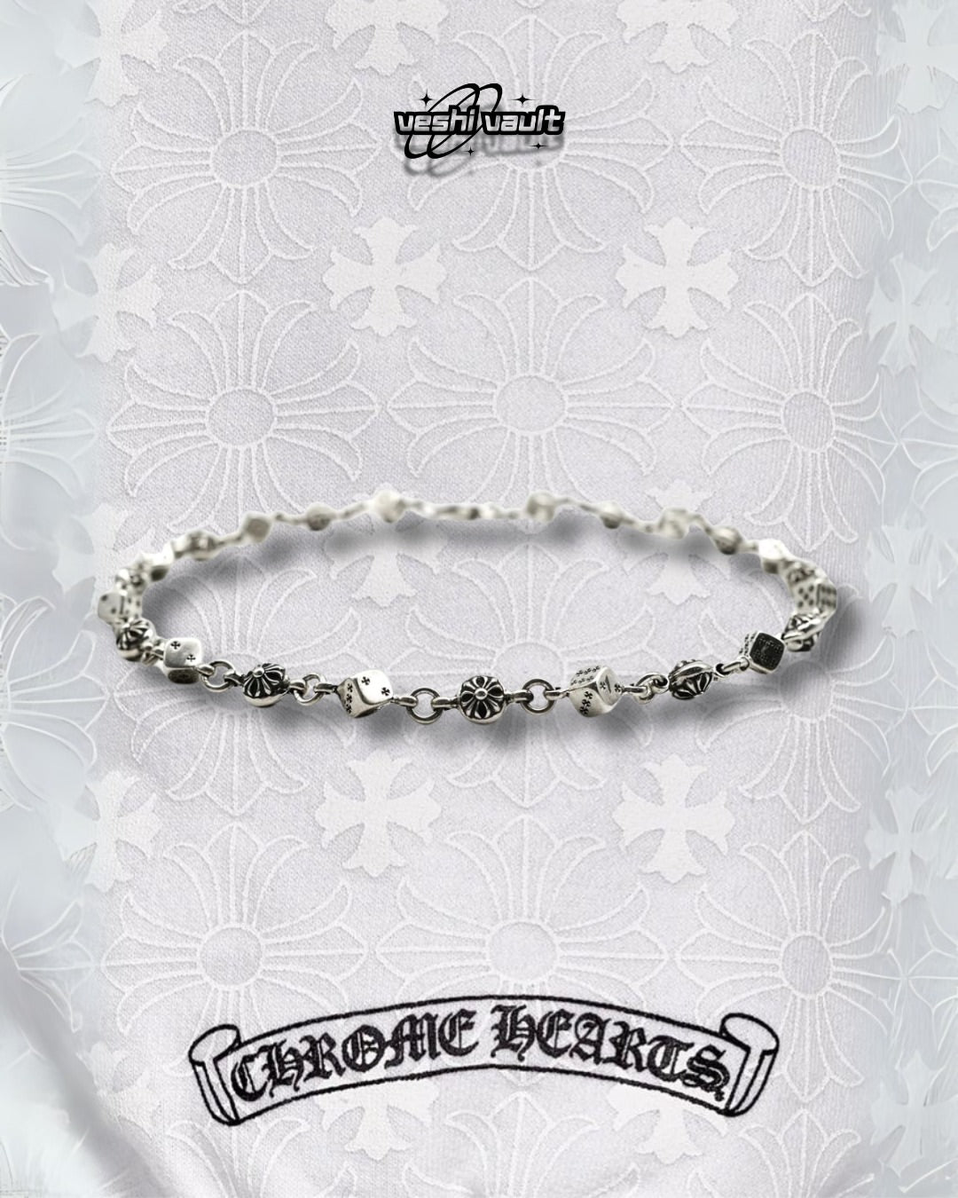 Chrome Hearts Silver Cross Dice Necklace