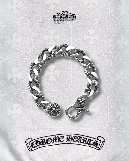 Chrome Hearts Silver Fancy Link Cuban Cross Clip
